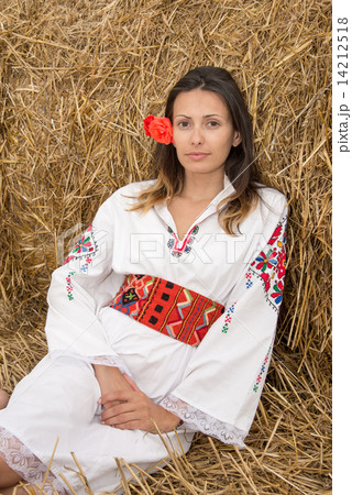 Young woman with national costume from Bulgaria Young woman with national costume from Bulgaria 14212518