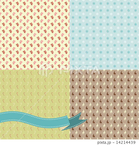 Set of 4 Vector Christmas and New Year seamless patterns. 14214439