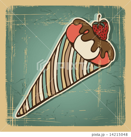 Vector illustration of Ice Cream in retro style. Vintage card. 14215048