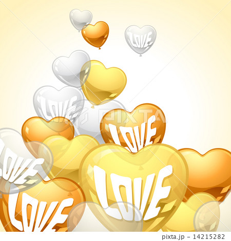 Background with flying balloons in the shape of a heart. Background with flying balloons in the shape of a heart. 14215282