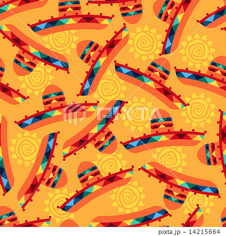 Mexican seamless pattern with sombrero in native style 14215664