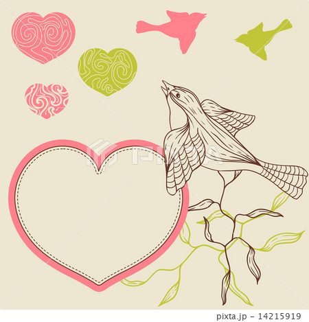 Birds, flower and hearts concept. Vector illustration. 14215919