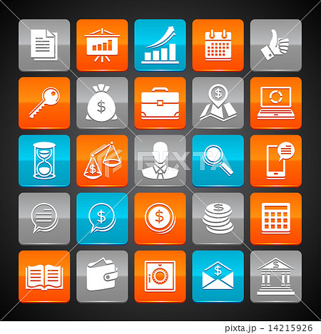Set of glossy business and money web icons. 14215926