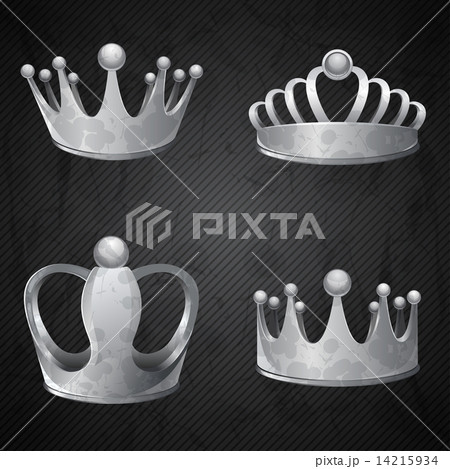 Set of old silver crowns isolated. 14215934