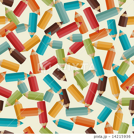 Seamless pattern with colored pencils in retro style. 14215936