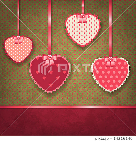 Retro background of vintage design with hearts. 14216146