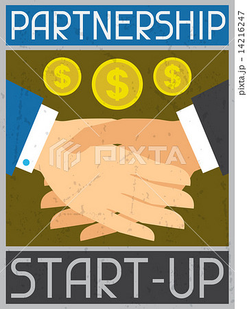 Start-up Partnership. Retro poster in flat design style 14216247