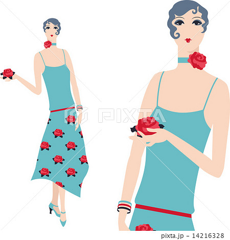 Retro young beautiful girl of 1920s style. Retro young beautiful girl of 1920s style. 14216328