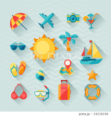 Travel and tourism icon set in flat design style 14216336