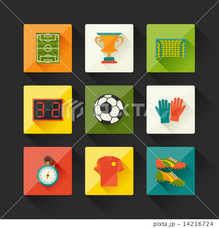Soccer (football) icon set in flat design style 14216724