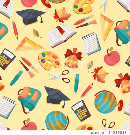 School seamless pattern with education icons and symbols. 14216813