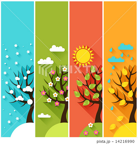 Vertical banners with winter spring summer autumn trees Vertical banners with winter spring summer autumn trees 14216990