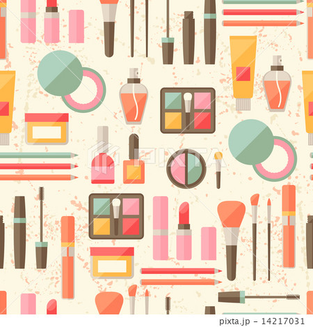 Seamless grunge background with cosmetics flat icons 14217031
