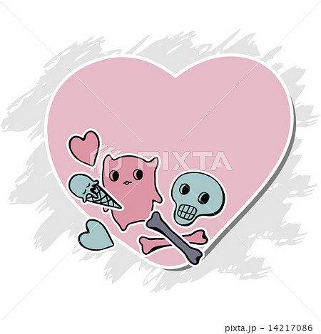 Skulls, Ice Cream and hearts on grunge background. 14217086