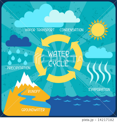 The water cycle. Poster with nature infographics in flat style. 14217182
