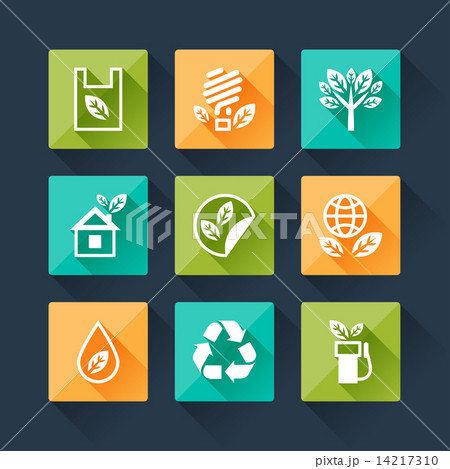 Set of eco icons in flat design style. Set of eco icons in flat design style. 14217310
