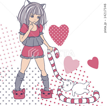 Manga style girls with toy. Vector background. Manga style girls with toy. Vector background. 14217346