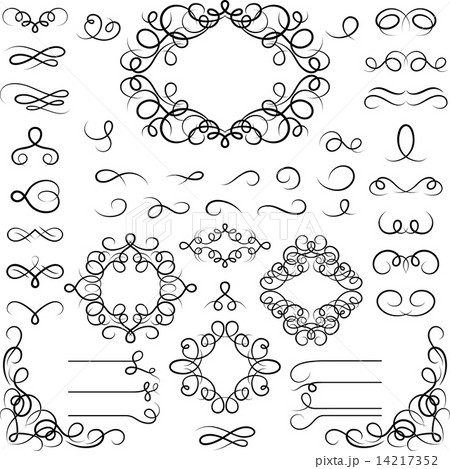 Set of curled calligraphic design elements. Set of curled calligraphic design elements. 14217352