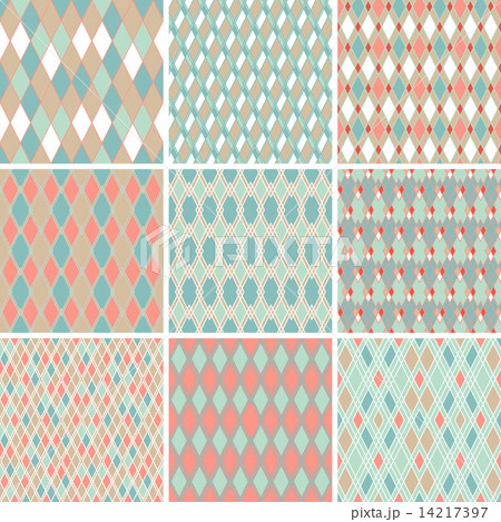 Seamless abstract retro pattern. Set of 9 geometric texture. Seamless abstract retro pattern. Set of 9 geometric texture. 14217397