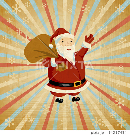 Vector Christmas background with Santa holding big bag of gifts. Vector Christmas background with Santa holding big bag of gifts. 14217454