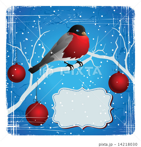 Bird on a tree in winter. Christmas and New Year's card. Bird on a tree in winter. Christmas and New Year's card. 14218030