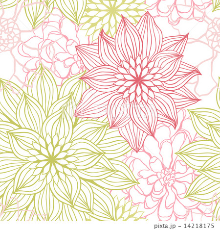 Vector background with hand drawn flowers. (Seamless Pattern) 14218175