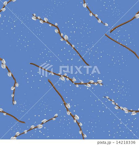 Pastel background with pussy willow. Seamless backround. 14218336
