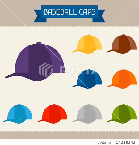 Baseball caps colored templates for your design in flat style 14218343