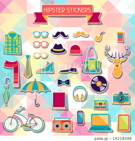 Hipster style elements and icons set for retro design. 14218398