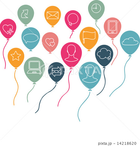 Social media background with flying balloons 14218620