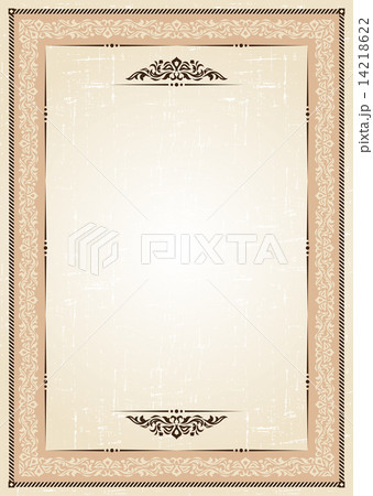Vector vintage frame at grunge background with retro ornament. 14218622