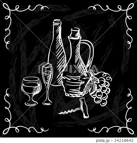 Restaurant or bar wine list on chalkboard background 14218642