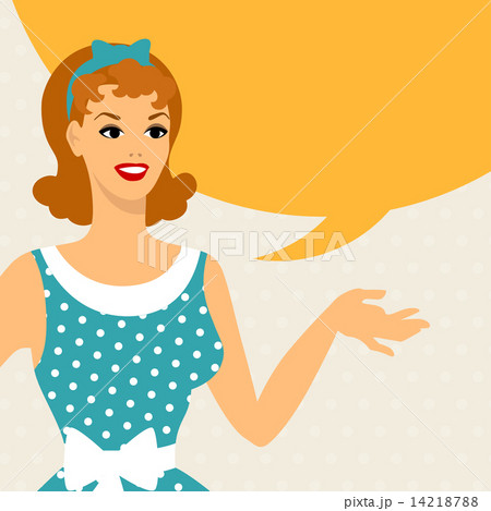 Card with beautiful pin up girl 1950s style says something. 14218788