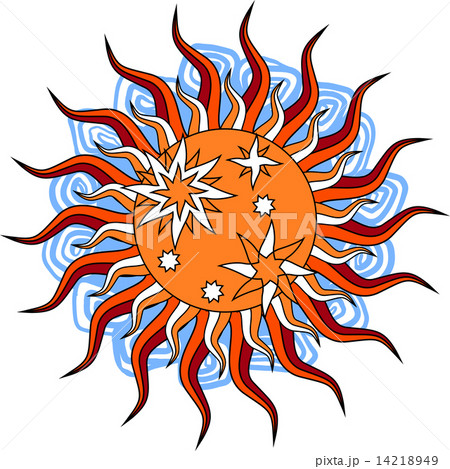 Fantasy hand drawn sun over white. Vector illustration. 14218949