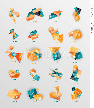 Set of glossy paper style geometric abstract infographics 14240190