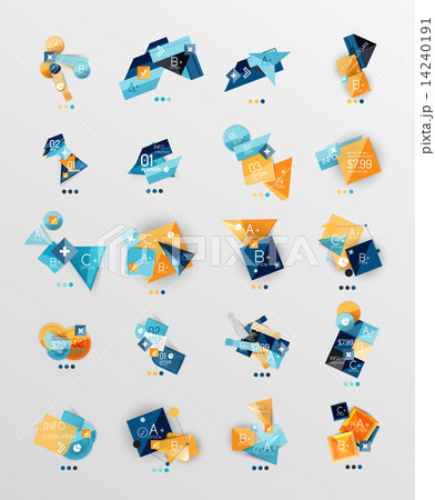 Set of glossy paper style geometric abstract infographics 14240191