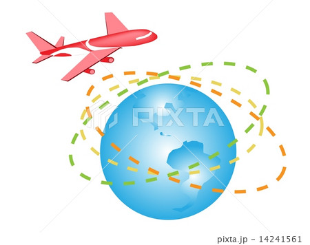 An Illustration of A Plane Flying Around The World 14241561