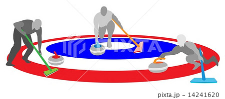 Athletes Playing Curling Sport on Ice Curling Sheet 14241620