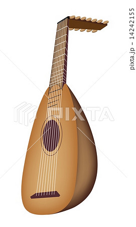 A Beautiful Antique Lute on White Background 14242155