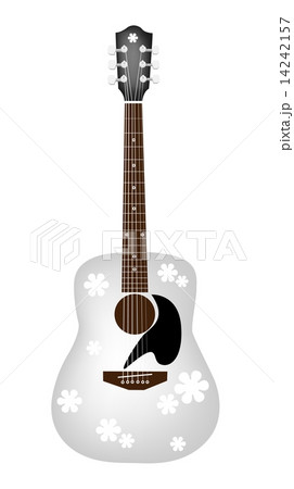 Beautiful Flowers Pattern on White Acoustic Guitar 14242157