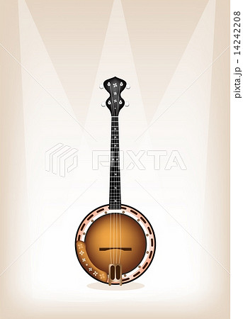 A Beautiful Banjo on Brown Stage Background 14242208
