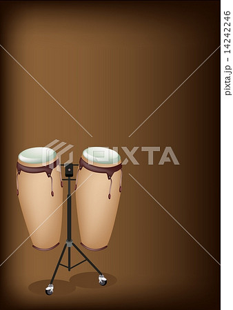 Beautiful Congas with Stand on Dark Brown Background 14242246