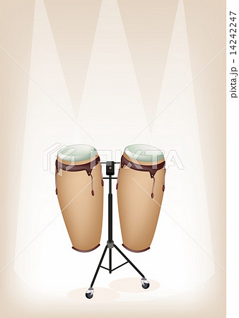 Beautiful Congas with Stand on Brown Stage Background 14242247