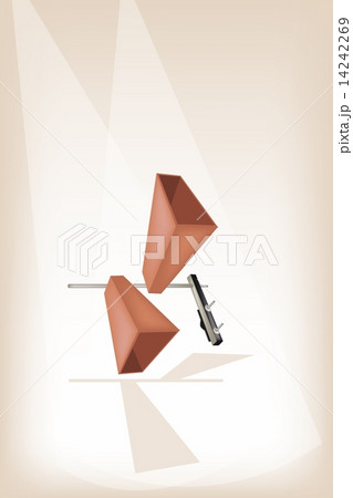 Two Musical Cowbell on Brown Stage Background Two Musical Cowbell on Brown Stage Background 14242269