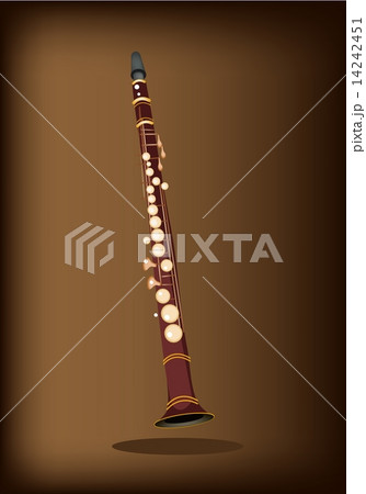 A Musical Clarinet On Dark Brown Backgroundのイラスト素材