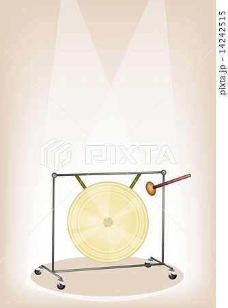 A Musical Gong on Brown Stage Background 14242515