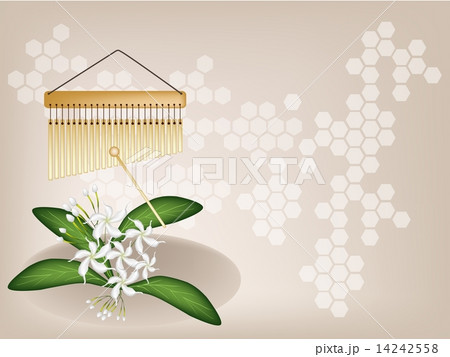 A Musical Bar Chimes and Jasmine on Brown Background 14242558
