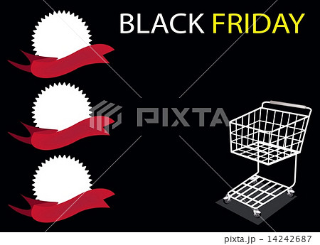 A Shopping Cart and Banner on Black Friday Background 14242687
