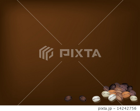 Different Colors of Coffee Beans Stack on Brown Background Different Colors of Coffee Beans Stack on Brown Background 14242756