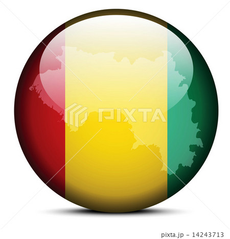 Map on flag button of Republic of Guinea 14243713